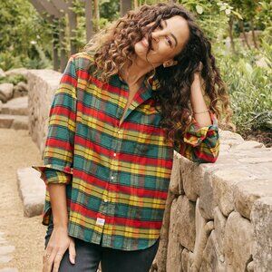 EILEEN Yellow with Red and Green Plaid, Flannel Size M